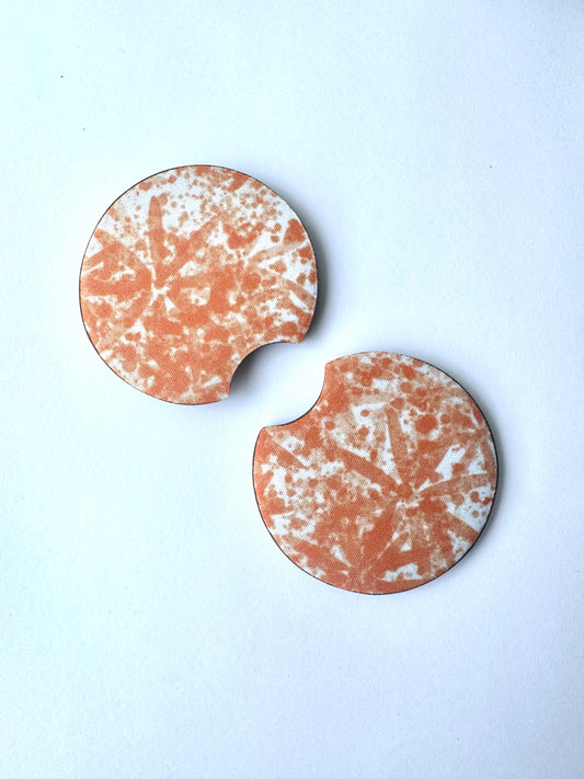 Orange Flower Car Coasters
