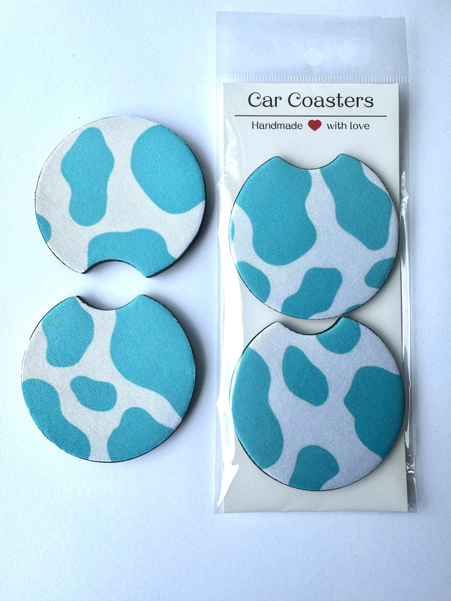 Blue Cow Car Coasters