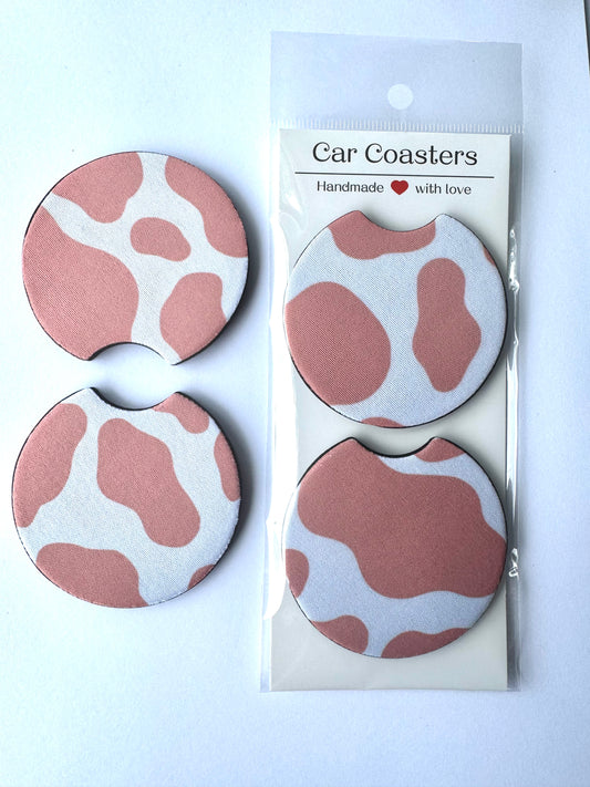 Pink Cow Car Coasters