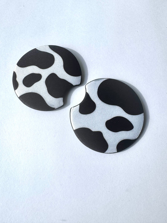 Cow Print Car Coasters