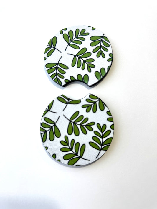 Greenery Branch Car Coasters